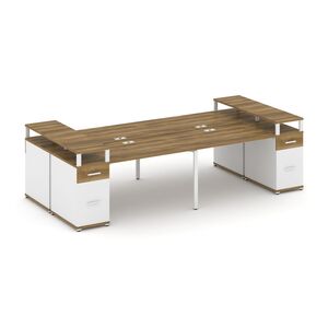 Рабочая станция на 4 места с двумя опорными тумбами