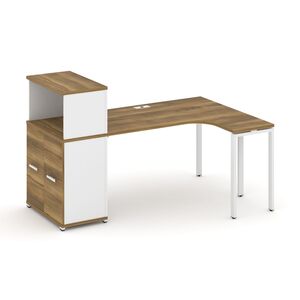 Стол эргономичный с опорным распашным шкафом с надставкой низкой правый