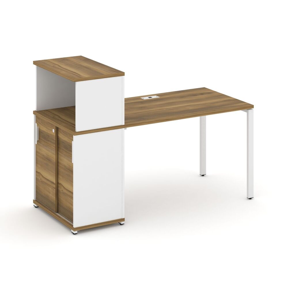 Стол рабочий с опорным шкафом купе с надставкой низкой