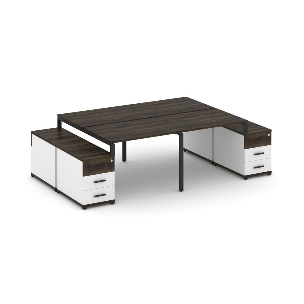 Рабочая станция на 4 места с двумя двухсторонними опорными тумбами