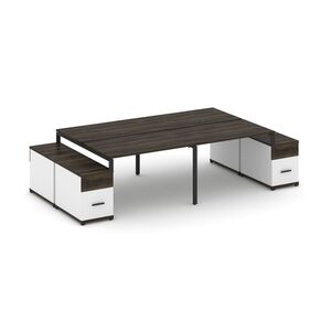 Рабочая станция на 4 места с двумя двухсторонними опорными тумбами