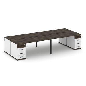 Рабочая станция на 4 места с двумя опорными тумбами