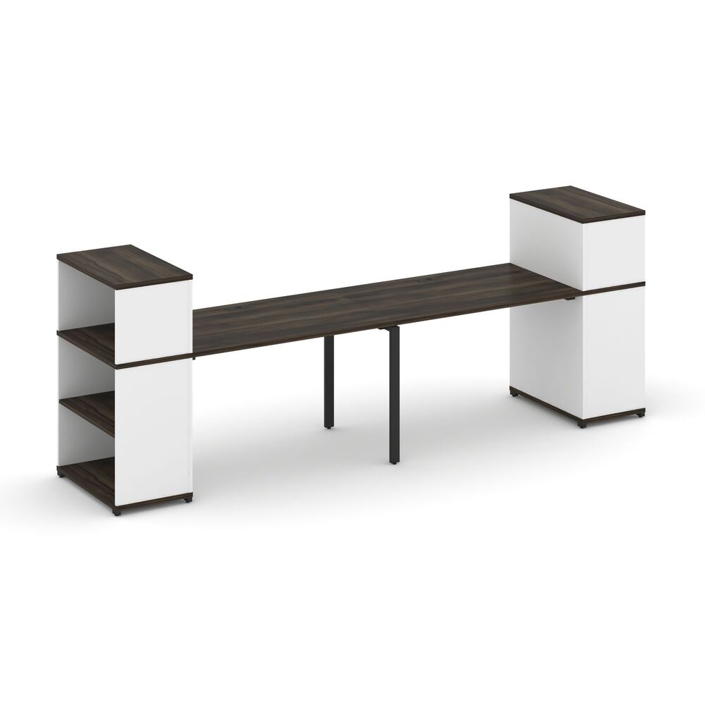 Рабочая станция с опорными стеллажами с надставкой низкой