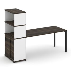 Стол рабочий с опорным шкафом купе с надставкой высокой
