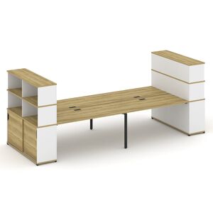 Рабочая станция с опорными шкафами купе с надставкой высокой