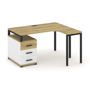 Стол эргономичный правый с опорной тумбой