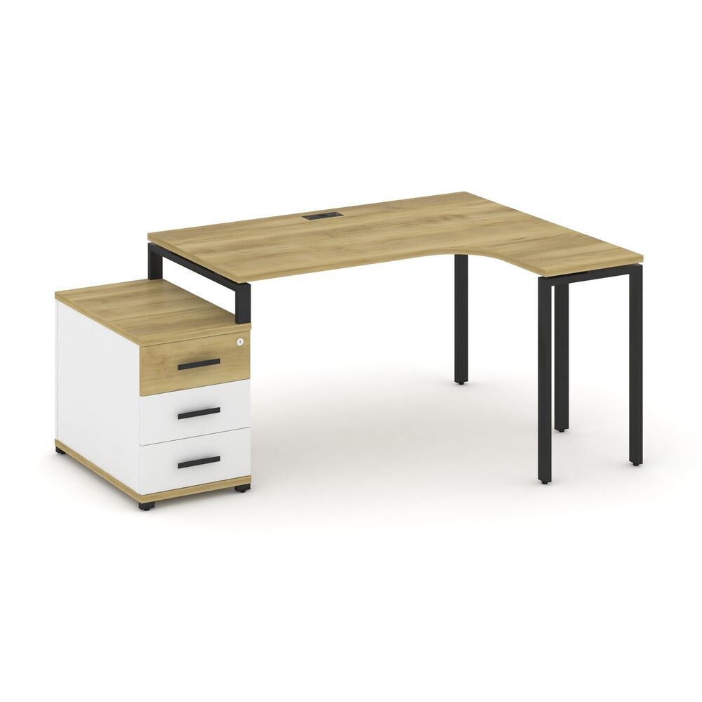 Стол эргономичный правый с опорной тумбой