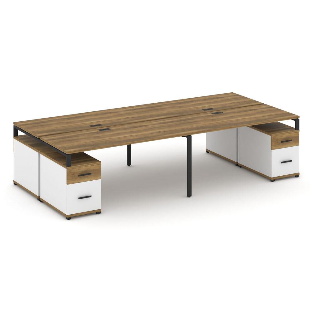 Рабочая станция на 4 места с двумя двухсторонними опорными тумбами