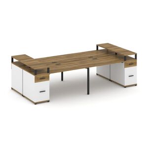 Рабочая станция на 4 места с двумя опорными тумбами