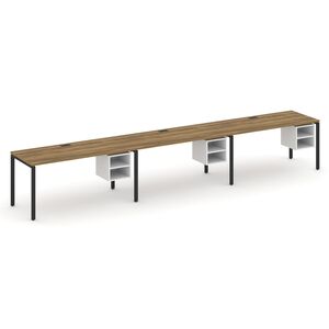 Рабочая станция односторонняя с подвесными тумбами на 3 места