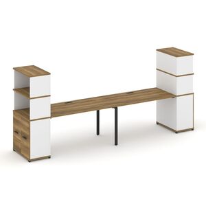 Рабочая станция с опорными распашными шкафами с надставкой высокой