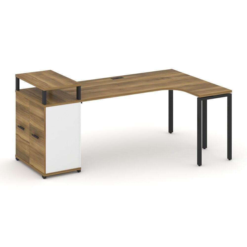 Стол эргономичный с опорным распашным шкафом с верхним горизонтом левый