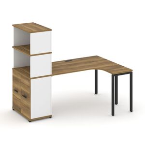 Стол эргономичный с опорным распашным шкафом с надставкой высокой правый