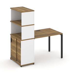 Стол рабочий с опорным шкафом купе с надставкой высокой