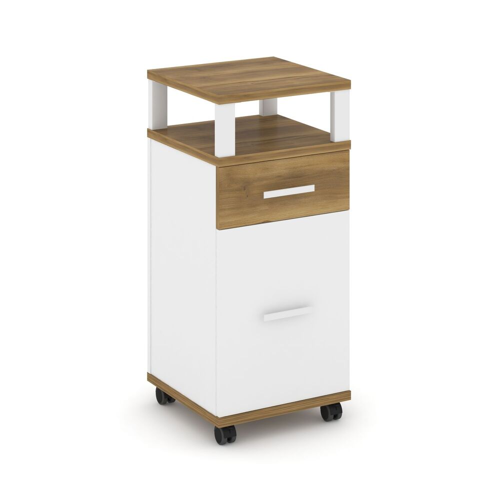 Тумба мобильная 1 ящик + 1 распашной фасад с надставкой