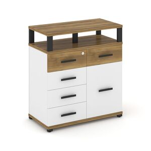 Тумба приставная широкая 5 ящиков + 1 распашной фасад с надставкой широкой