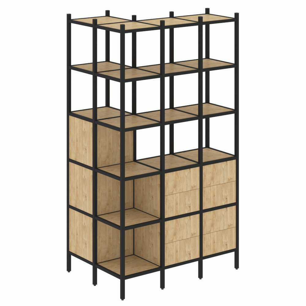 Угловой внешний стеллаж наборный