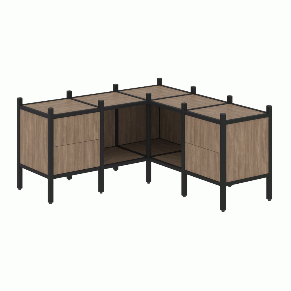 Угловой внутренний стеллаж наборный