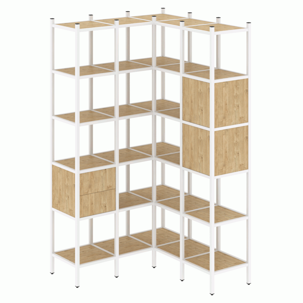 Угловой внутренний стеллаж наборный