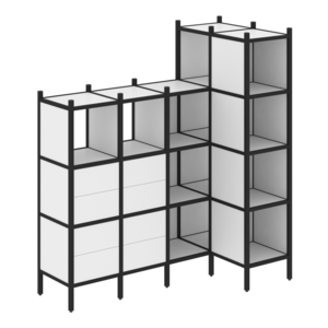 Угловой внутренний стеллаж наборный