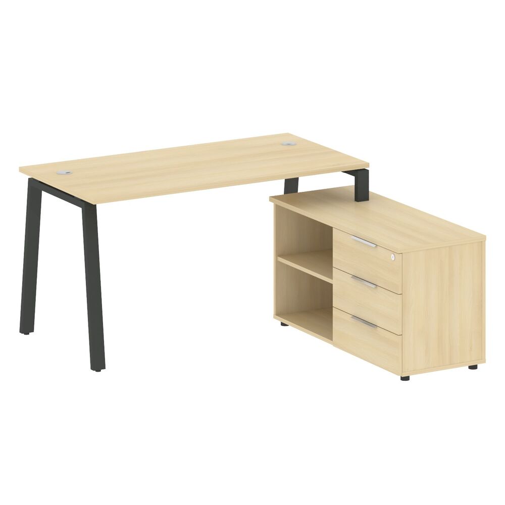 Рабочая станция на А-образном м/к с опорной тумбой правая