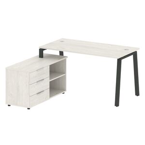 Рабочая станция на А-образном м/к с опорной тумбой левая