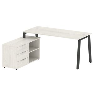 Рабочая станция на А-образном м/к с опорной тумбой левая