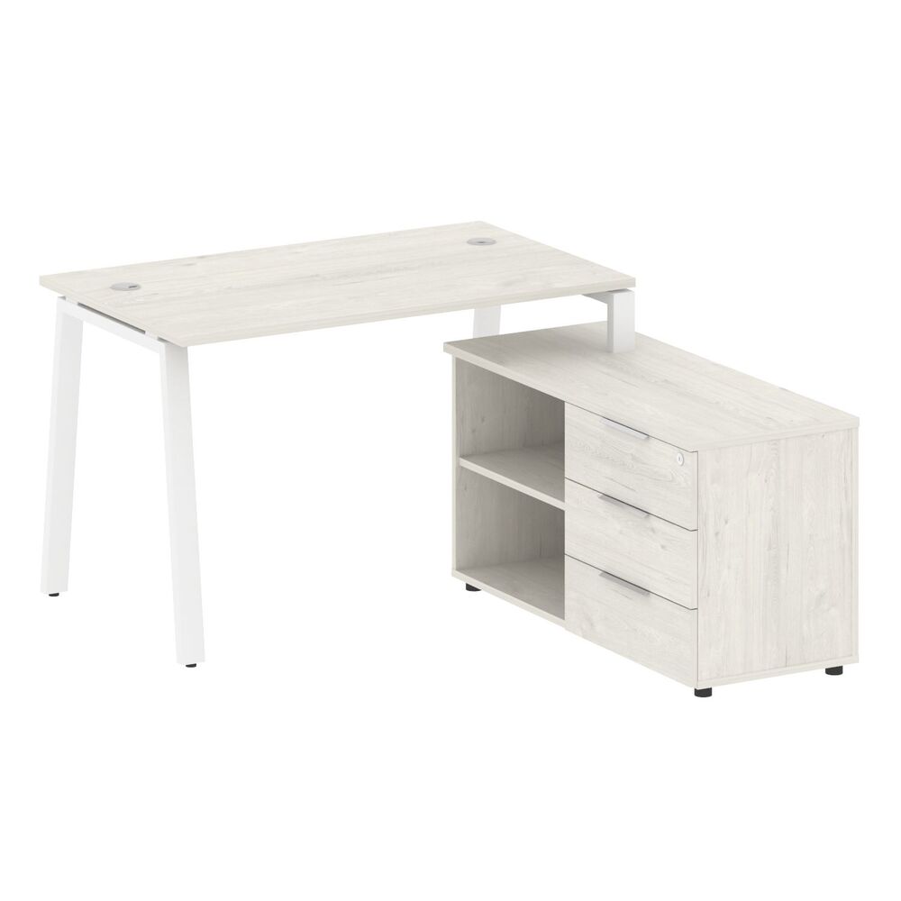 Рабочая станция на А-образном м/к с опорной тумбой правая