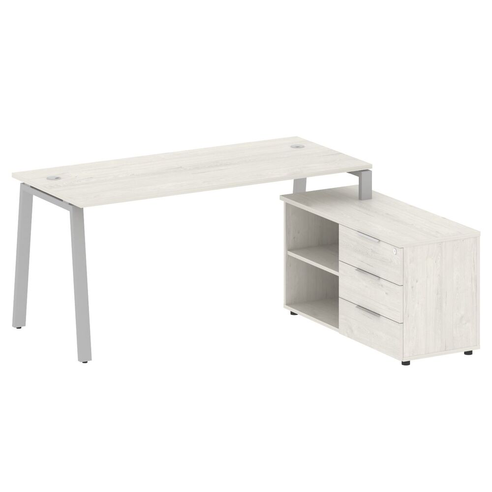 Рабочая станция на А-образном м/к с опорной тумбой правая