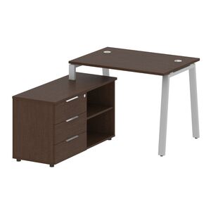 Рабочая станция на А-образном м/к с опорной тумбой левая