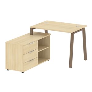 Рабочая станция на А-образном м/к с опорной тумбой левая