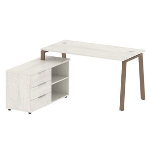 Рабочая станция на А-образном м/к с опорной тумбой левая