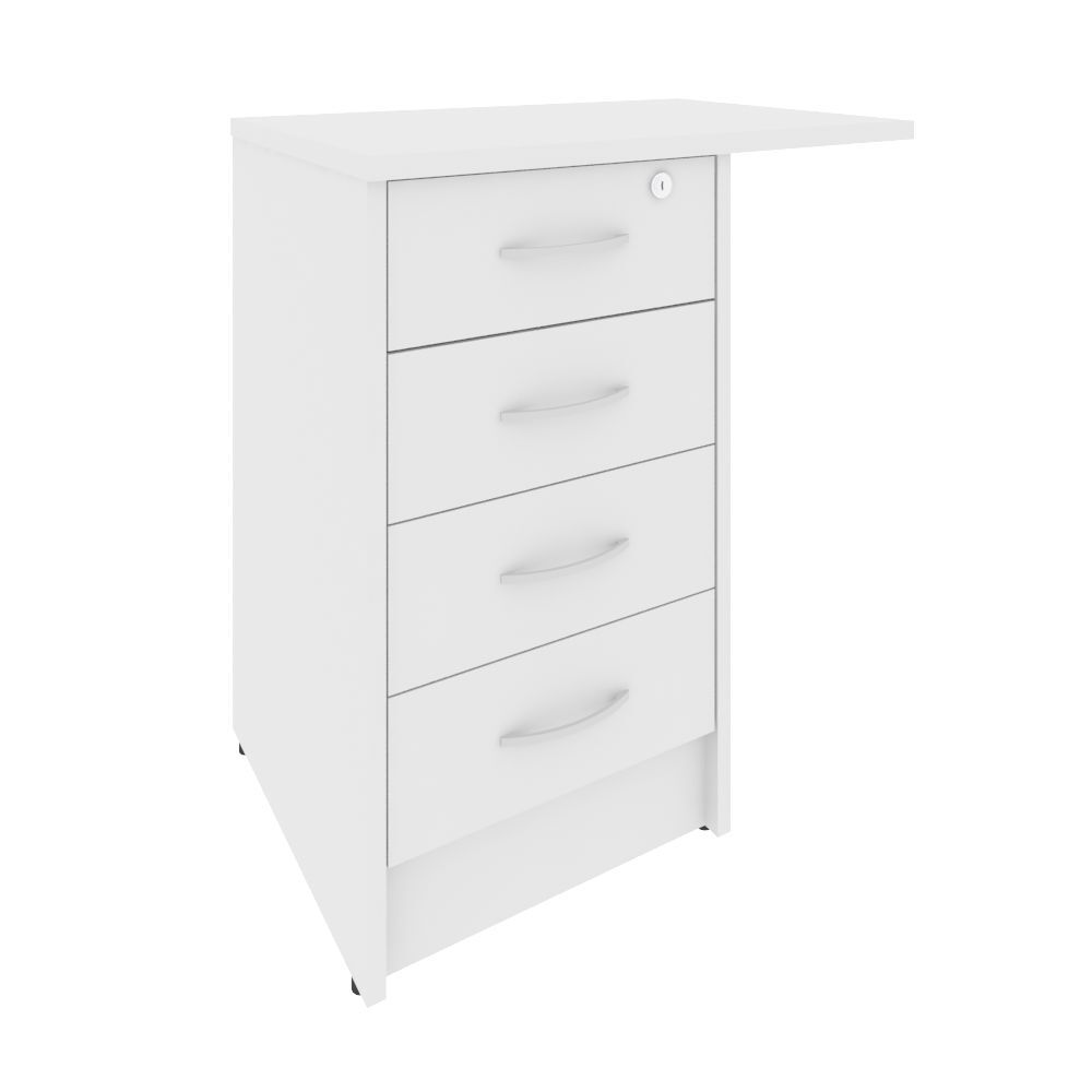 Тумба приставная c фолдингом (с замком, 4 ящика, универсальная левая/правая)