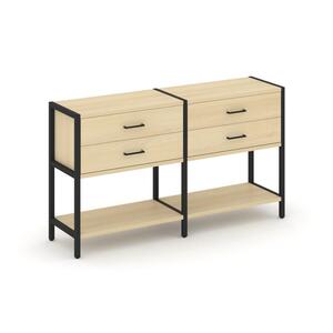 Двухсекционный стеллаж двухярусный с ящиками