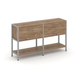 Двухсекционный стеллаж двухярусный с ящиками