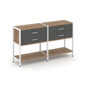 Двухсекционный стеллаж двухярусный с ящиками