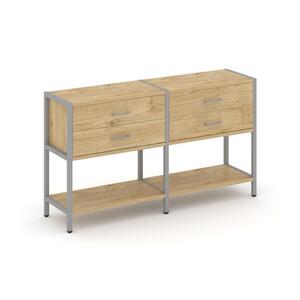 Двухсекционный стеллаж двухярусный с ящиками