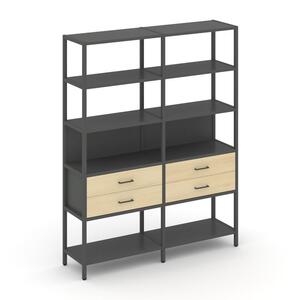 Двухсекционный стеллаж пятиярусный с ящиками