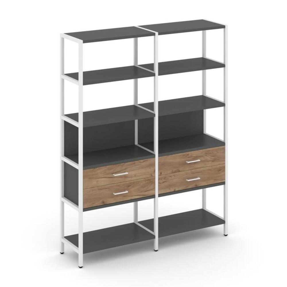 Двухсекционный стеллаж пятиярусный с ящиками