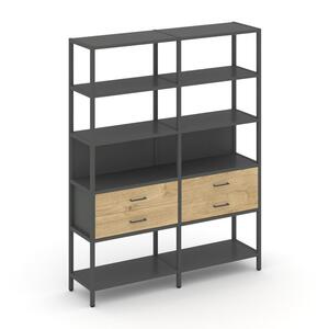 Двухсекционный стеллаж пятиярусный с ящиками