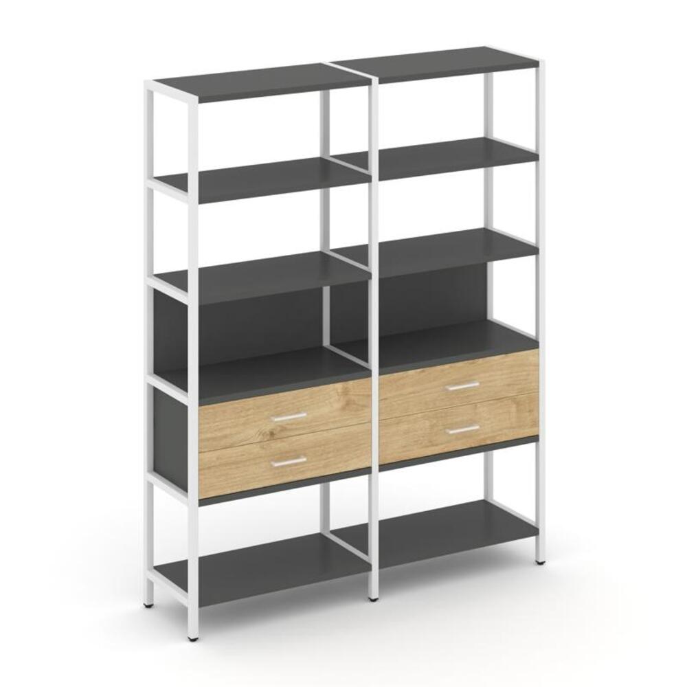 Двухсекционный стеллаж пятиярусный с ящиками