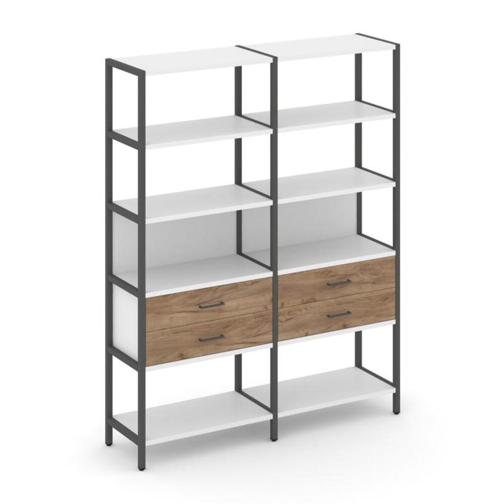 Двухсекционный стеллаж пятиярусный с ящиками