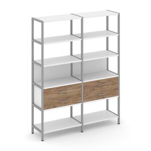 Двухсекционный стеллаж пятиярусный с ящиками
