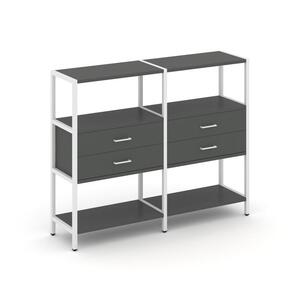 Двухсекционный стеллаж трехярусный с ящиками