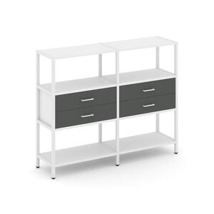 Двухсекционный стеллаж трехярусный с ящиками