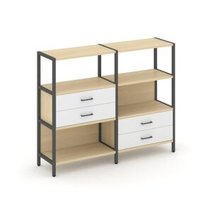 Двухсекционный стеллаж трехярусный с ящиками
