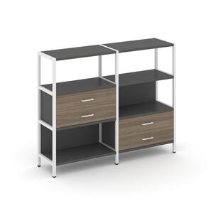 Двухсекционный стеллаж трехярусный с ящиками