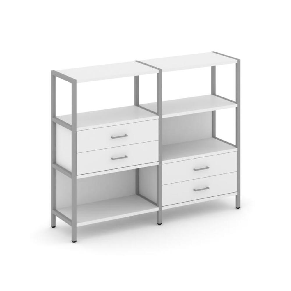 Двухсекционный стеллаж трехярусный с ящиками