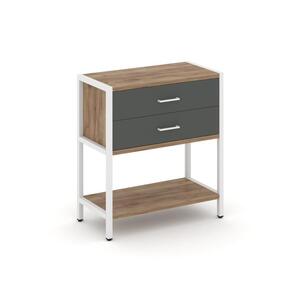 Односекционный стеллаж двухярусный с ящиками