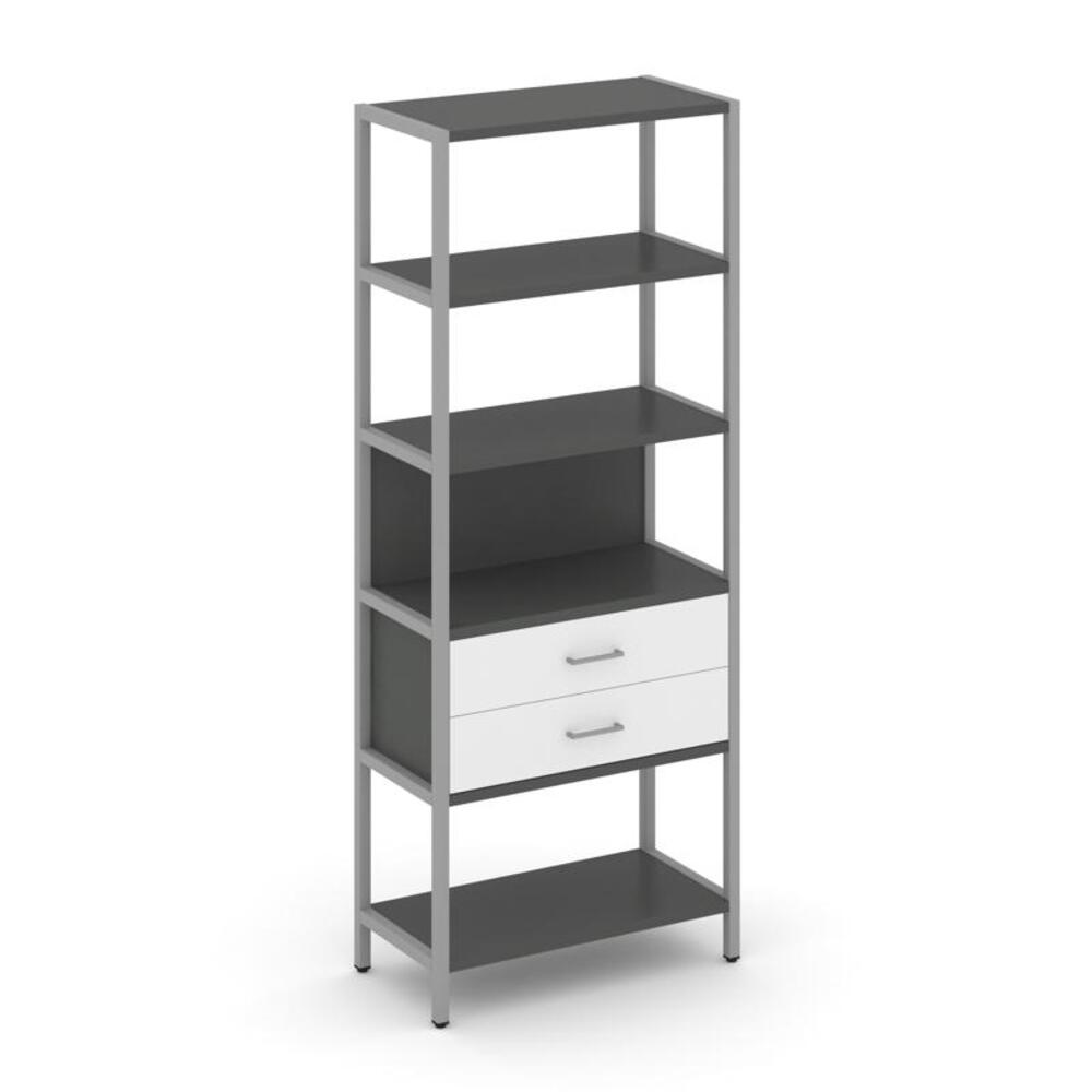 Односекционный стеллаж пятиярусный с ящиками